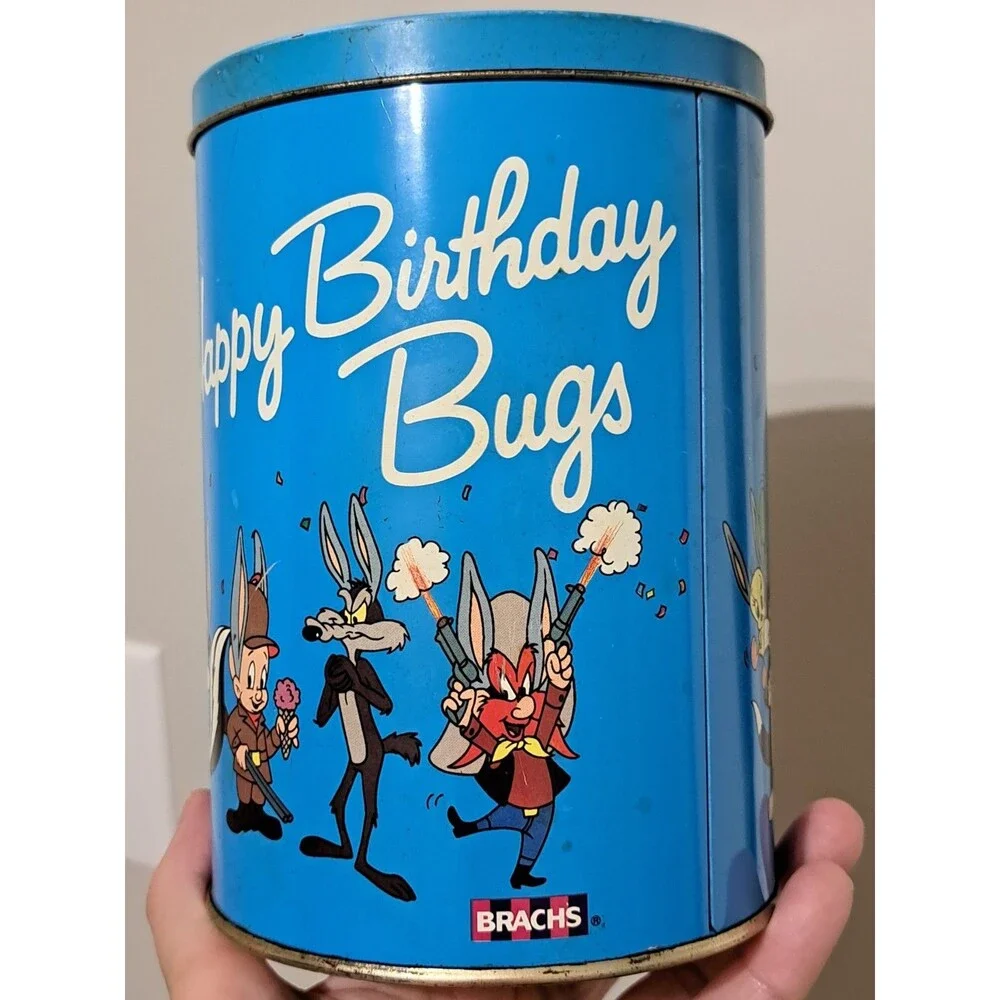 Looney Tunes Collector Candy Tin Happy Birthday Bugs 50th Brach's Vintage 1989